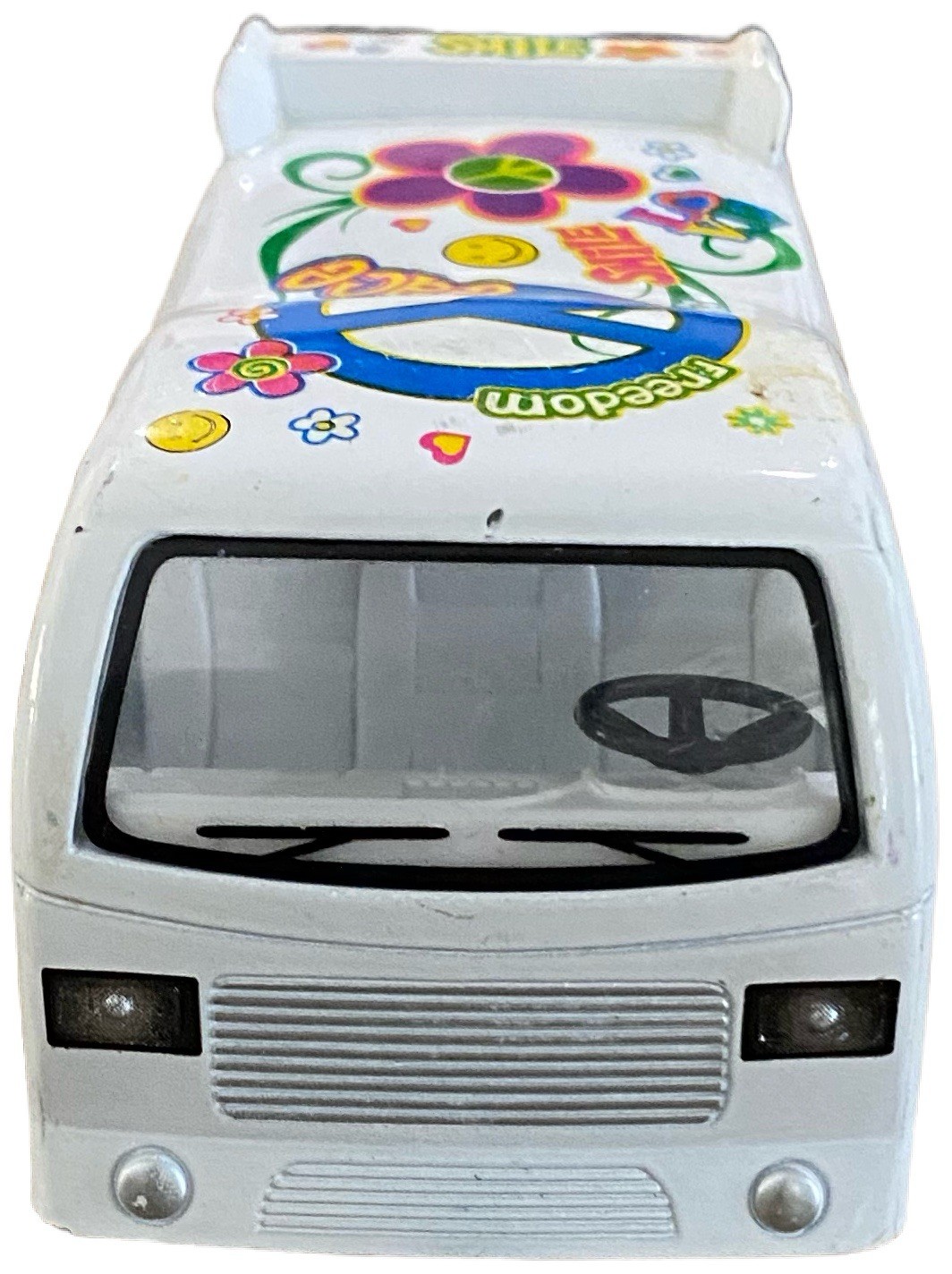 Kinsfun Kintoy Diecast Peace Dream Van Flowers Rainbow pull-back, works- 3.5”