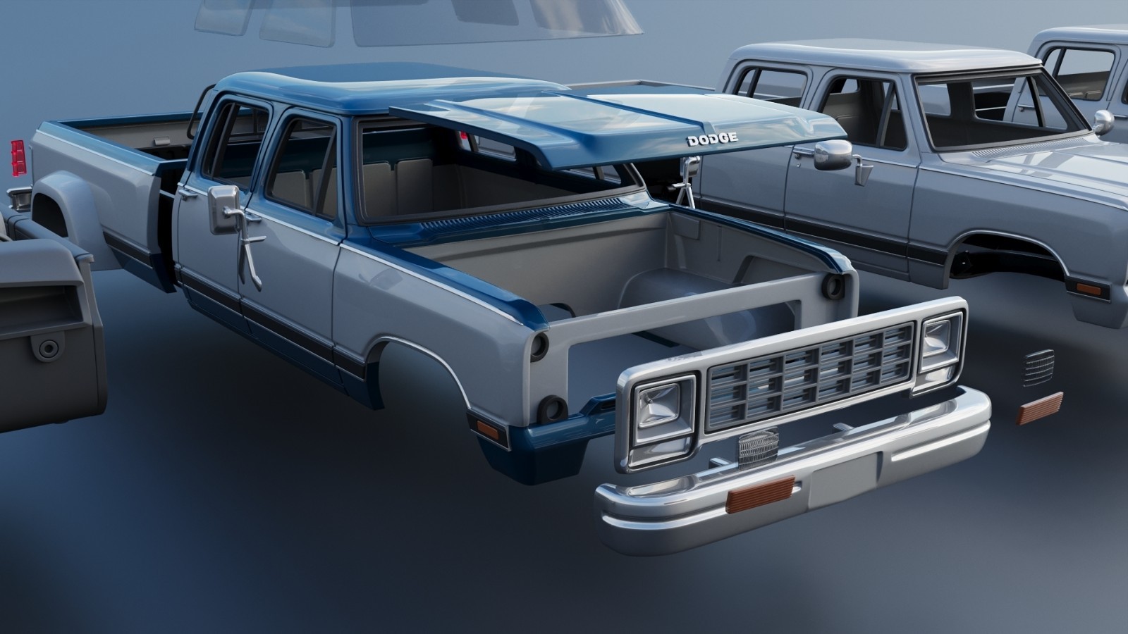 3d printed Dodge Ram W350 Crew Cab Dually 1983 model car collectible replica