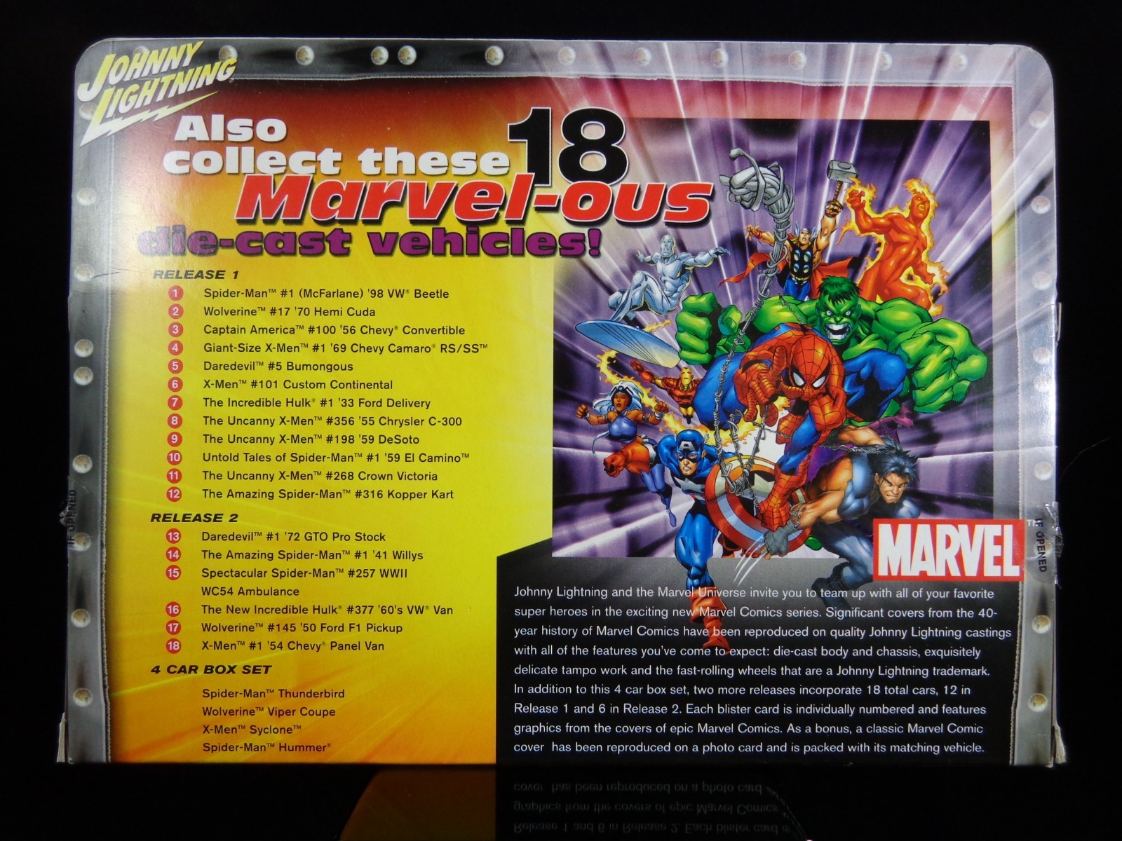 Marvel Johnny Lightning Marvel 4 Car Box Set 1:64 Scale Die-Cast