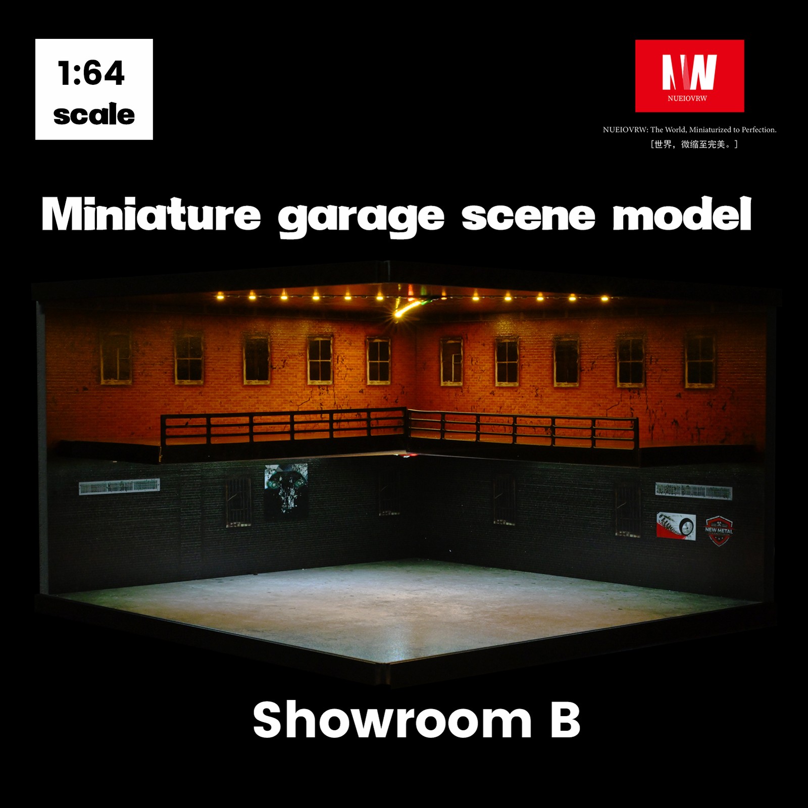 Diorama 1:64 Car Garage Model LED Lighting Street View Building Scene Model