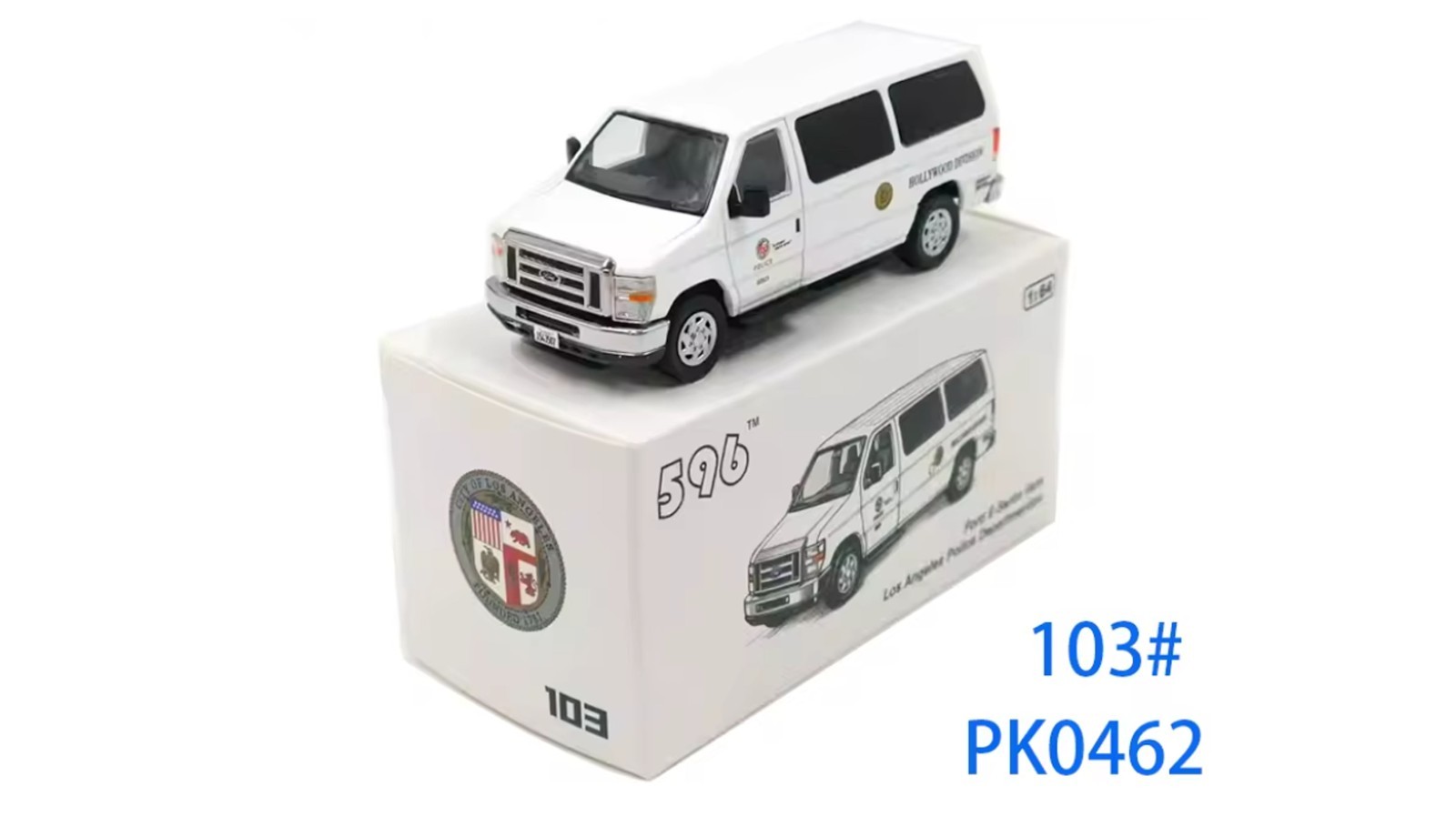 1/64 596 Los Angeles Police Department Ford E-350 with Lights SEE DESCRIPTION!!