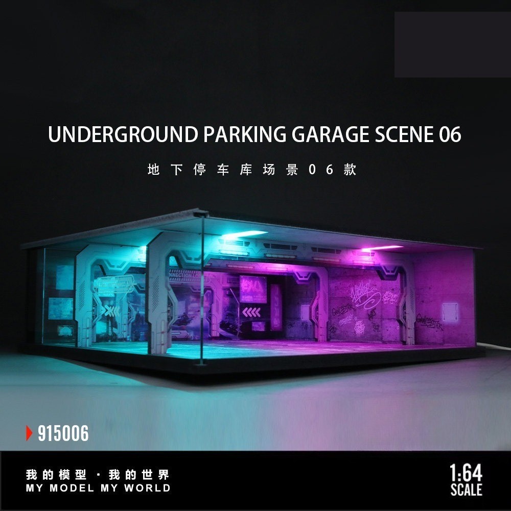 Diorama 1/64 Diecast Car Garage Model LED 2-Layer Parking Display Collections US
