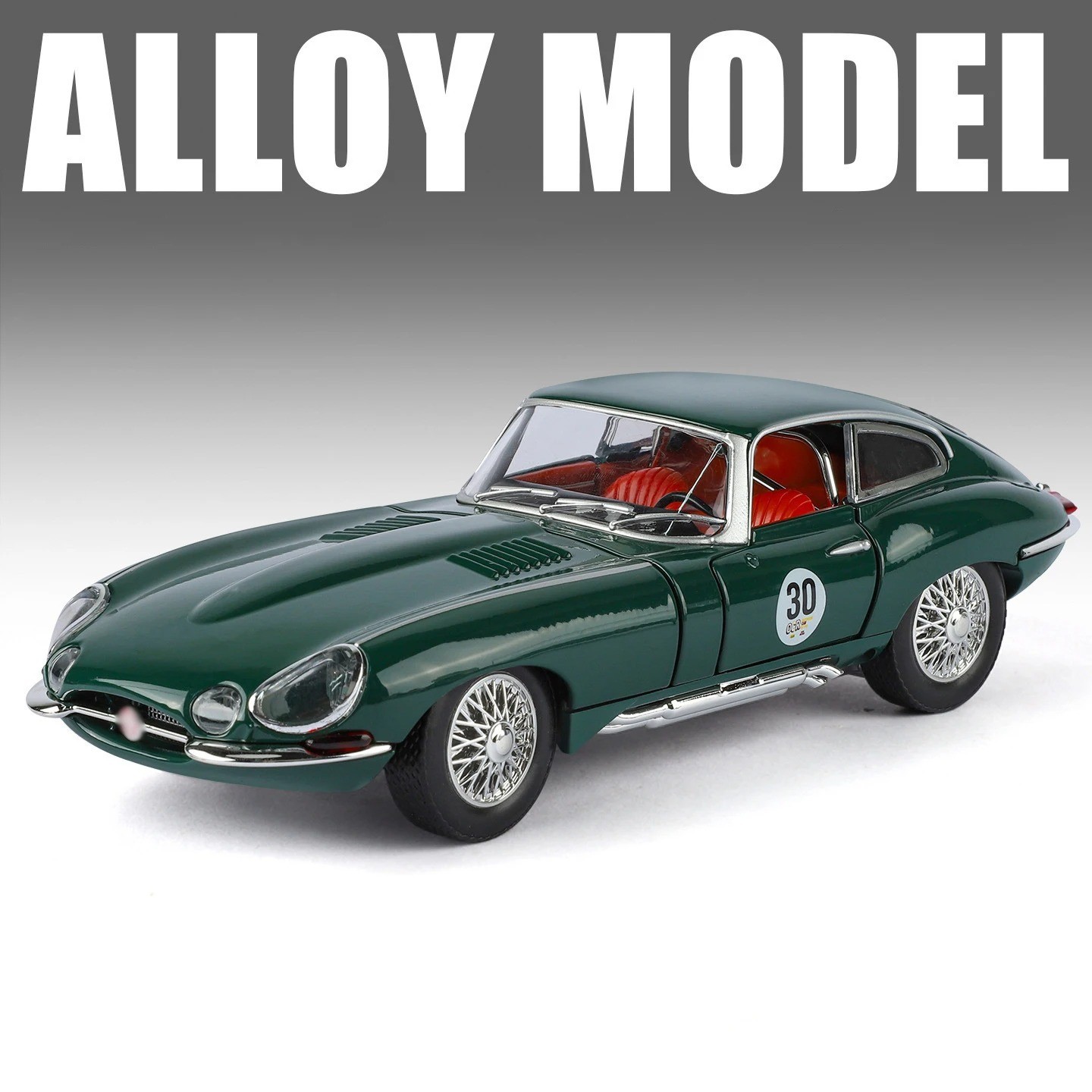 1:24 Jaguar E-Type Vintage Diecast Car – 1961 Classic Model w/ Light Toy Gift