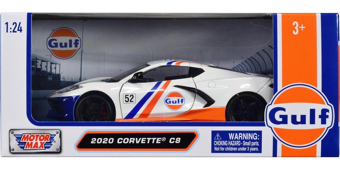 2020 Chevrolet Corvette C8 #52 White and Light Blue with Stripes Gulf Oil Gulf