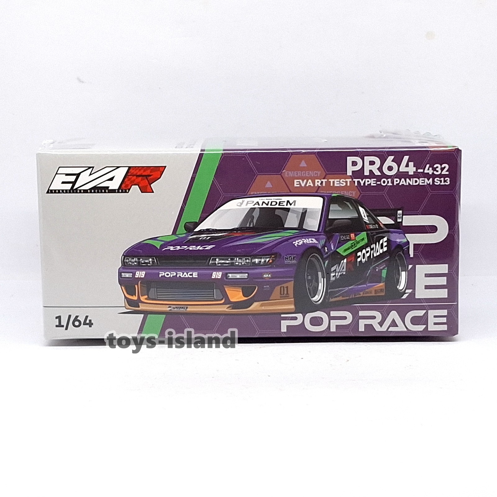 POPRACE PR64-432 1/64 EVA RT TEST TYPE-01 PANDEM Nissan S13 Silvia POP RACE NEW