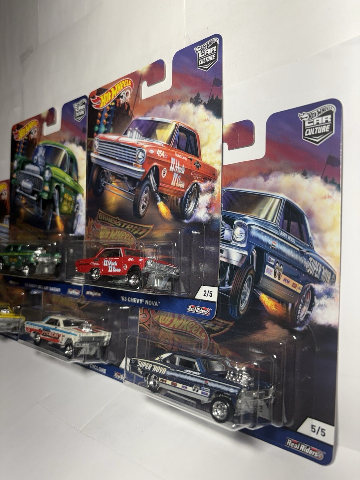2018 Hot Wheels Premium 50th Car Culture Drag Strip Demons Gasser 5 Car Set