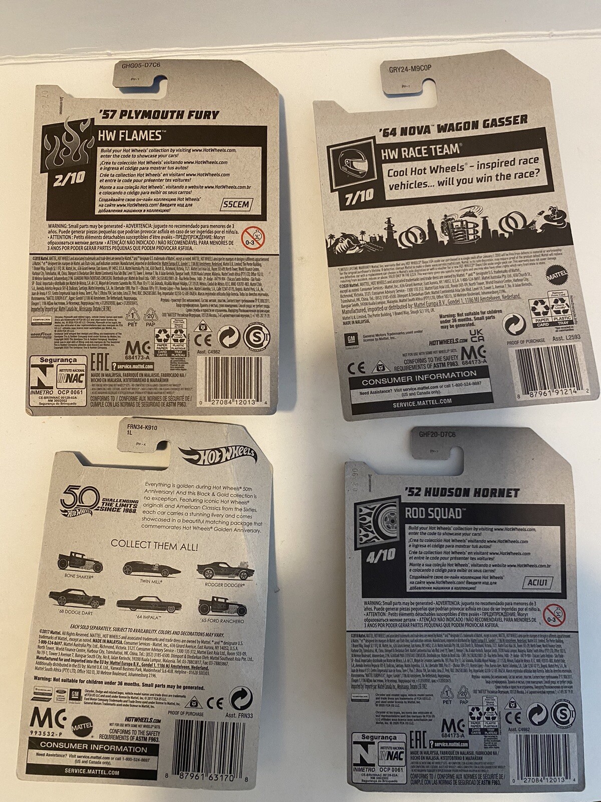 Lot Of 4 Hot Wheels – 50th Anniversary 54 Nova Etc. Please See Photos!