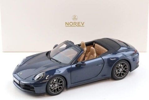 2025 Porsche 911 992-2 Carrera Cabriolet Open Top Blue Metallic in 1:18 scale