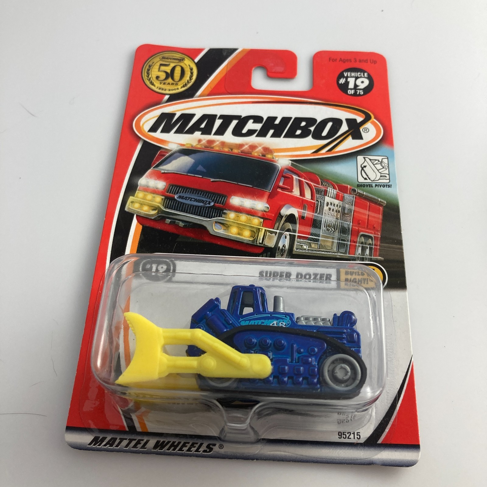 2002 Matchbox Diecast # 19 of 75 Blue and Yellow Super Dozer