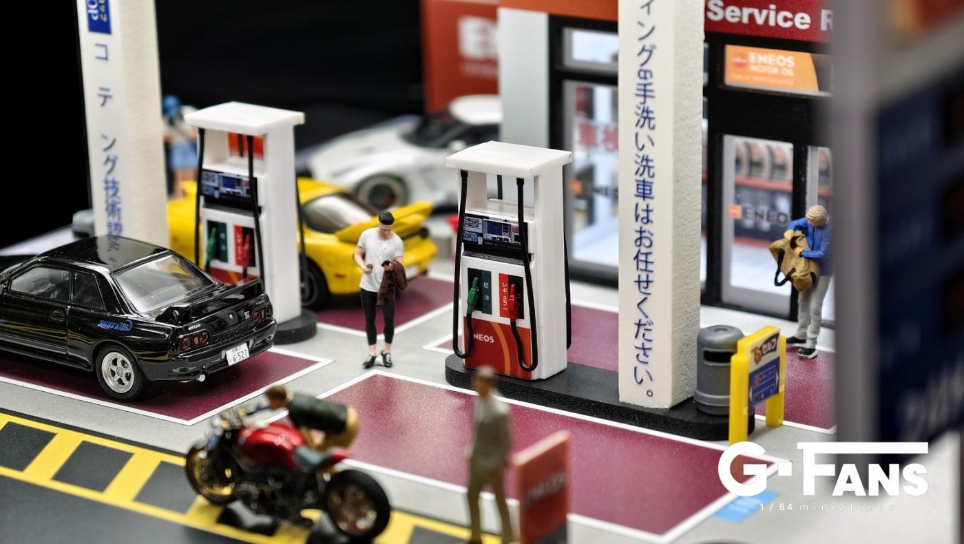 1/64 Diorama Street Road Scene Display Model Car Parking Lot Model LED Lighting