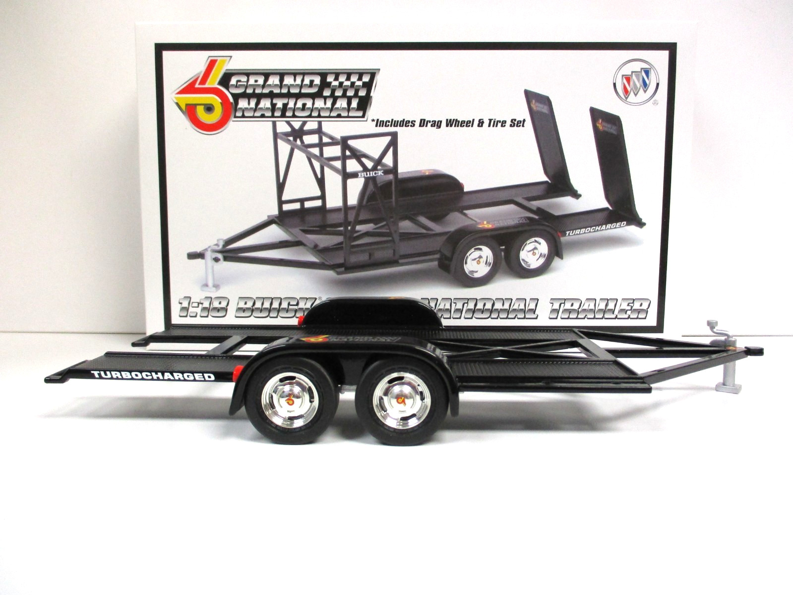 GMP – BUICK GRAND NATIONAL OPEN CAR TRAILER / DRAG WHEEL AND TIRE SET – 1/18