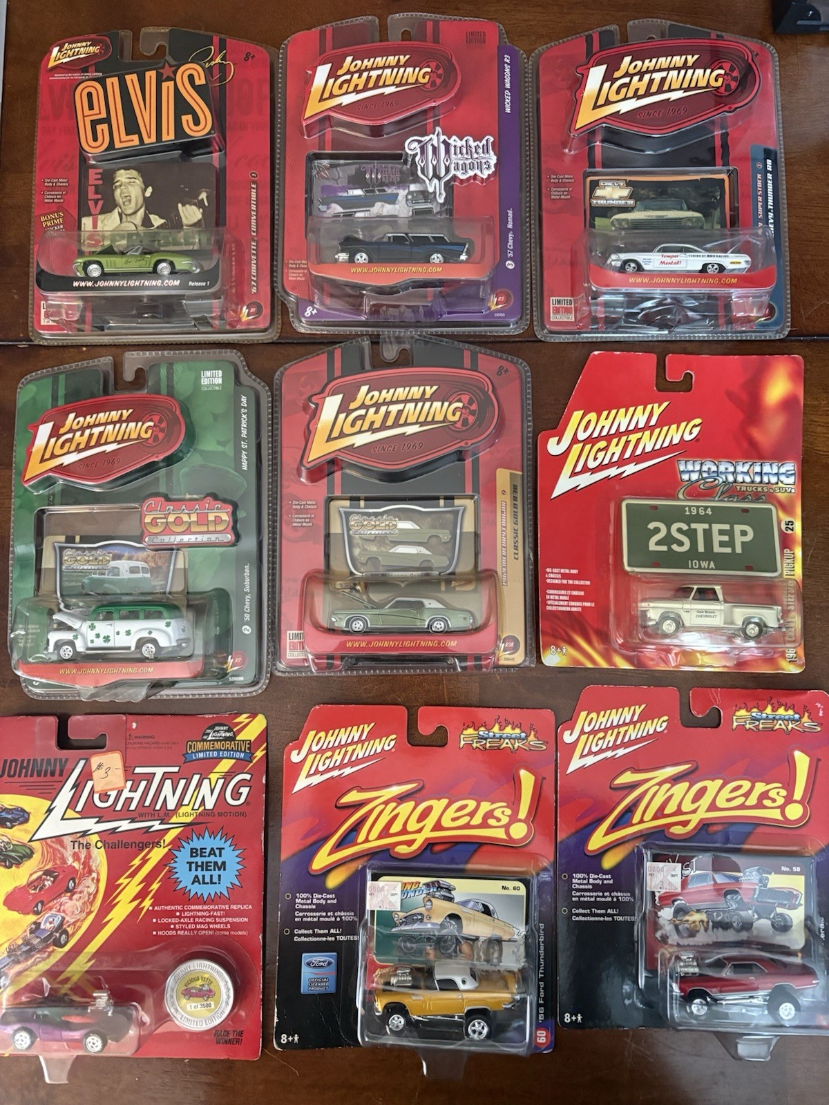Johnny Lightning Assorted Lot of 9 Cars New Zingers Elvis Wicked Wagon