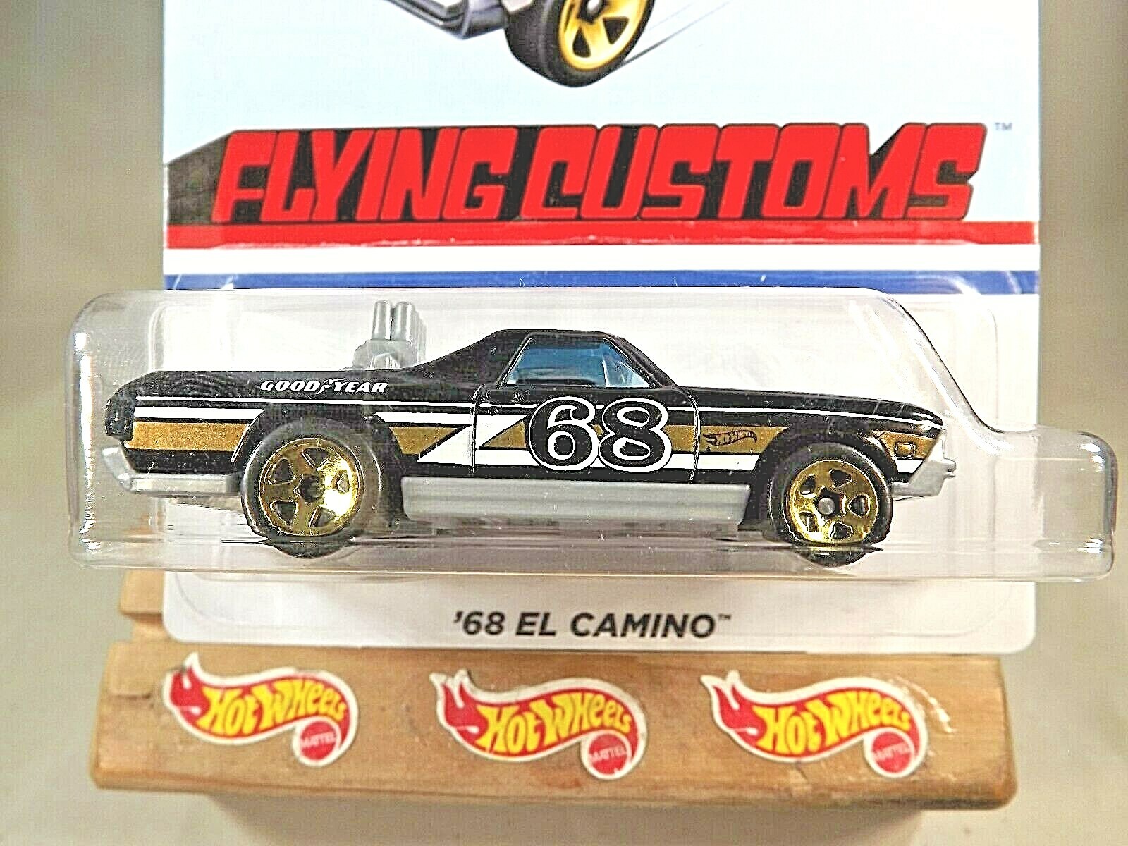 2021 Hot Wheels Target Retro Flying Customs ’68 EL CAMINO Black w/Gold 5 Spokes
