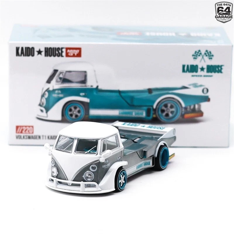 CHASE 1/64 Mini GT Kaido House 220 T1 Pickup Works V1 Raw Metal Blue Diecast Car