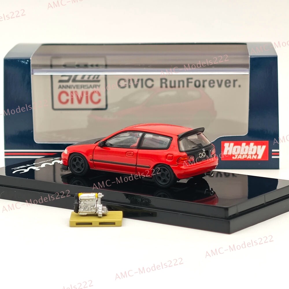 Hobby Japan 1:64 EG6 Diecast Car Models Miniature Collection with Engine Display