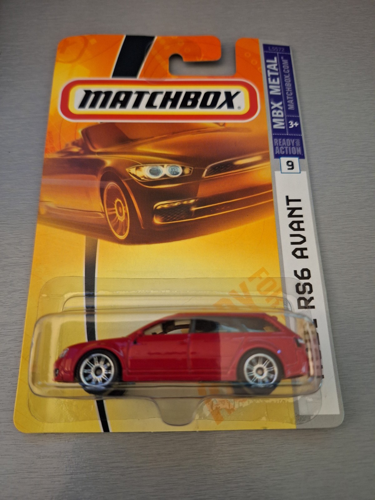 Matchbox Audi RS6 Avant – red, 2008, International Long Card, multi-spoke wheels
