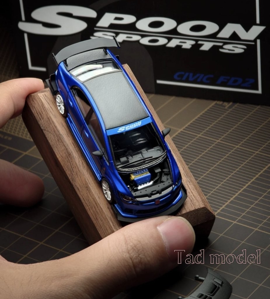 MT 1:64 Blue Carbon Civic Type R FD2 Sports Model Diecast Metal Car