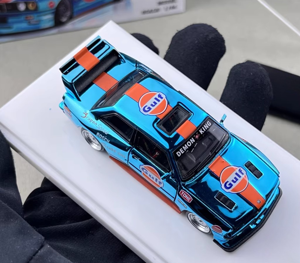 DK 1:64 Plating Blue Gulf M3 E30 Coupe Open Sports Diecast Model Car Collect New
