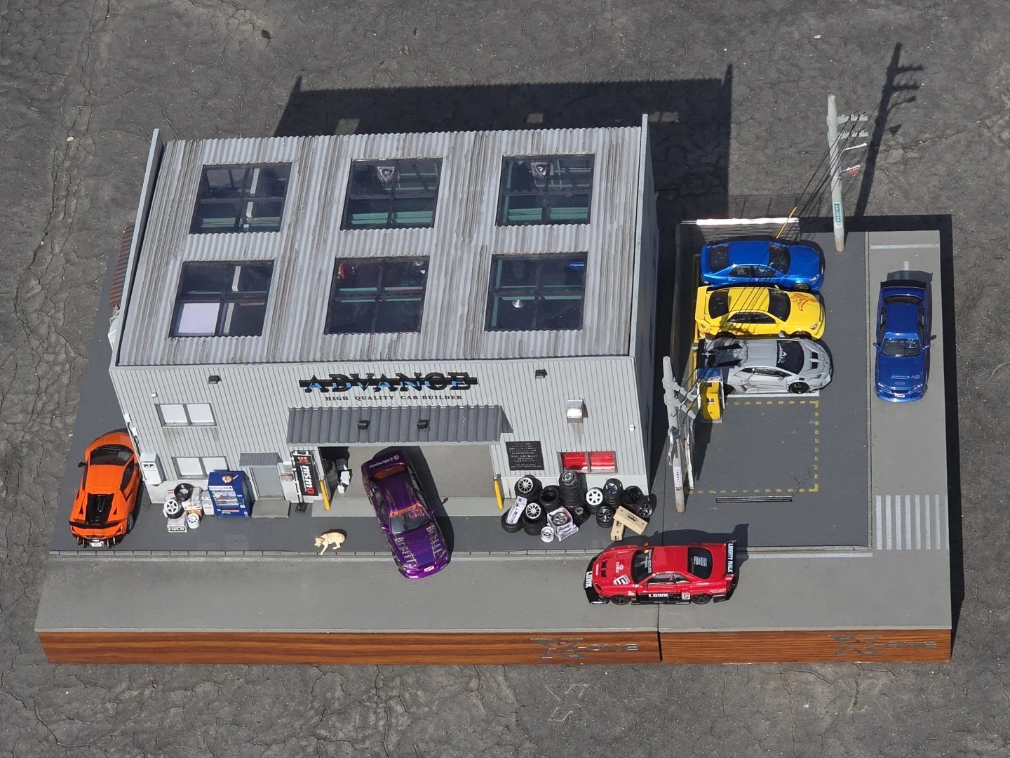 1/64 Diorama Garage Scene Display Case LED Lighting Factory Parking Lot Model US