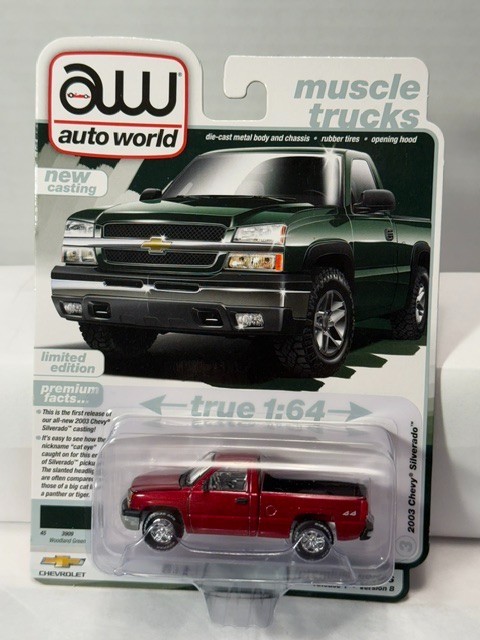 AUTO WORLD – ULTRA RED CHASE – 2003 CHEVY SILVERADO – MUSCLE TRUCKS