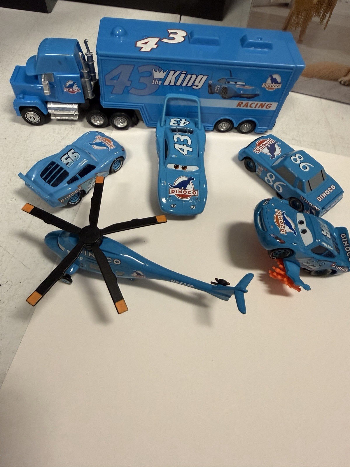 Dinoco Disney Pixar Cars Diecast Lot – The King, 95, 86, 43, Truck, Helicopter