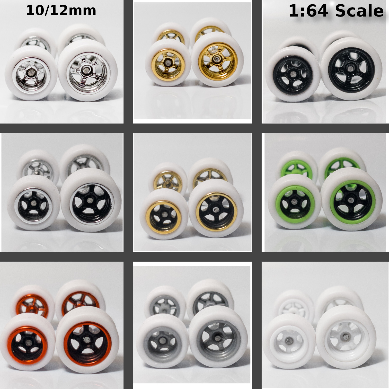 Gasser/Muscle White Tires 10mm/12mm Wheels for Hot Wheels