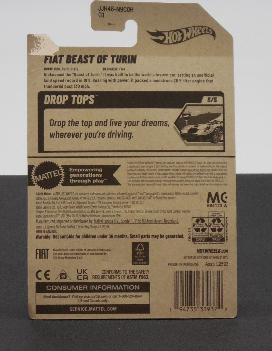 HOT WHEELS 2026 FIAT BEAST OF TURIN ROSSO CORSA 131/250 JJH48 DROP TOPS NEW