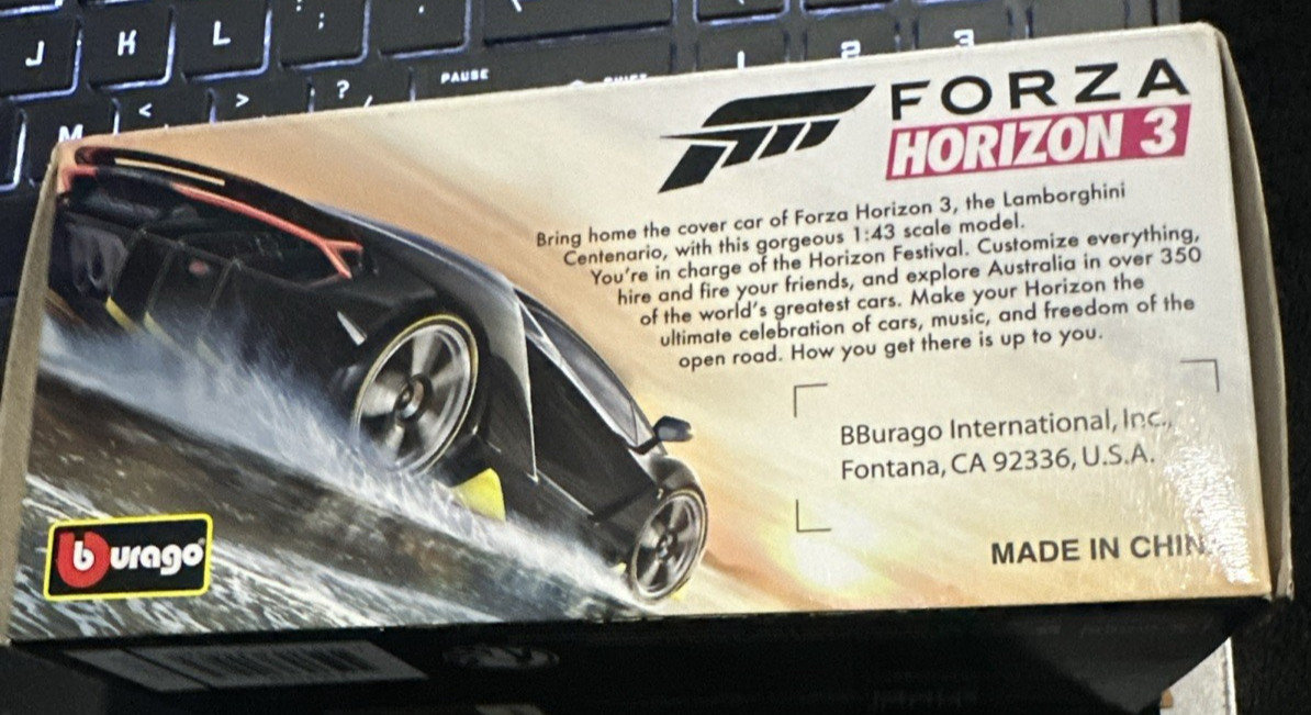 Forza Horizon 3 Lamborgini Centenario Burago Diecast -NIB