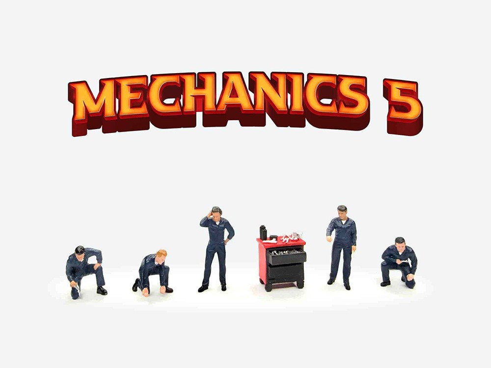 “MECHANICS #5” 6 PC DIECAST FIGURE SET FOR 1/64 BY AMERICAN DIORAMA 2435MJ