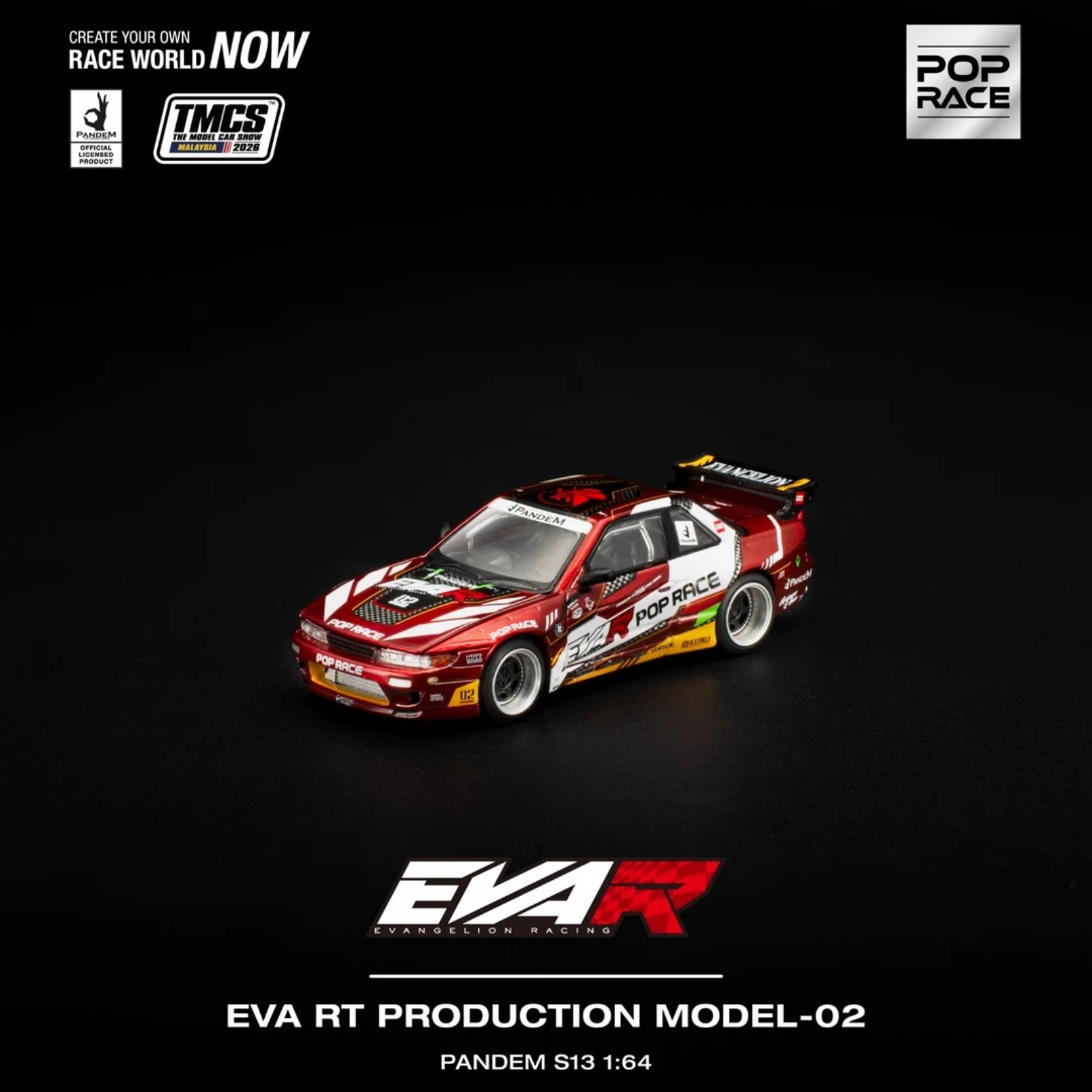 Pop Race 1/64 Pandem S13 EVA Racing Model 02 TMCS Exclusive Car
