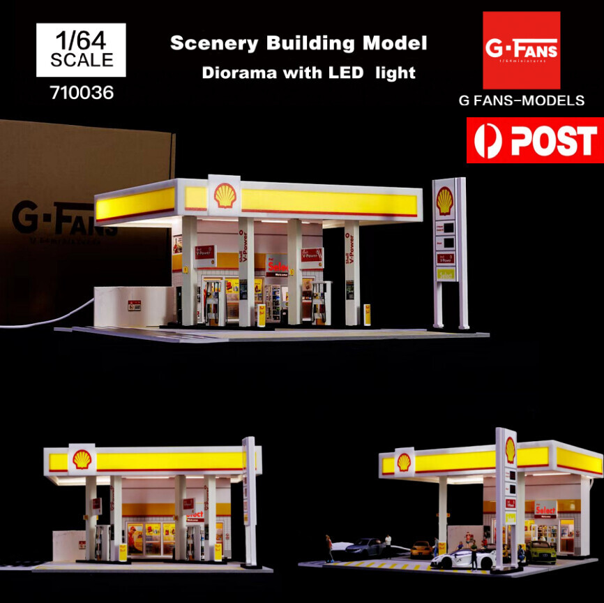 1:64 Diorama Car Garage Scene Model LED City Street Shop Model Collection Gifts