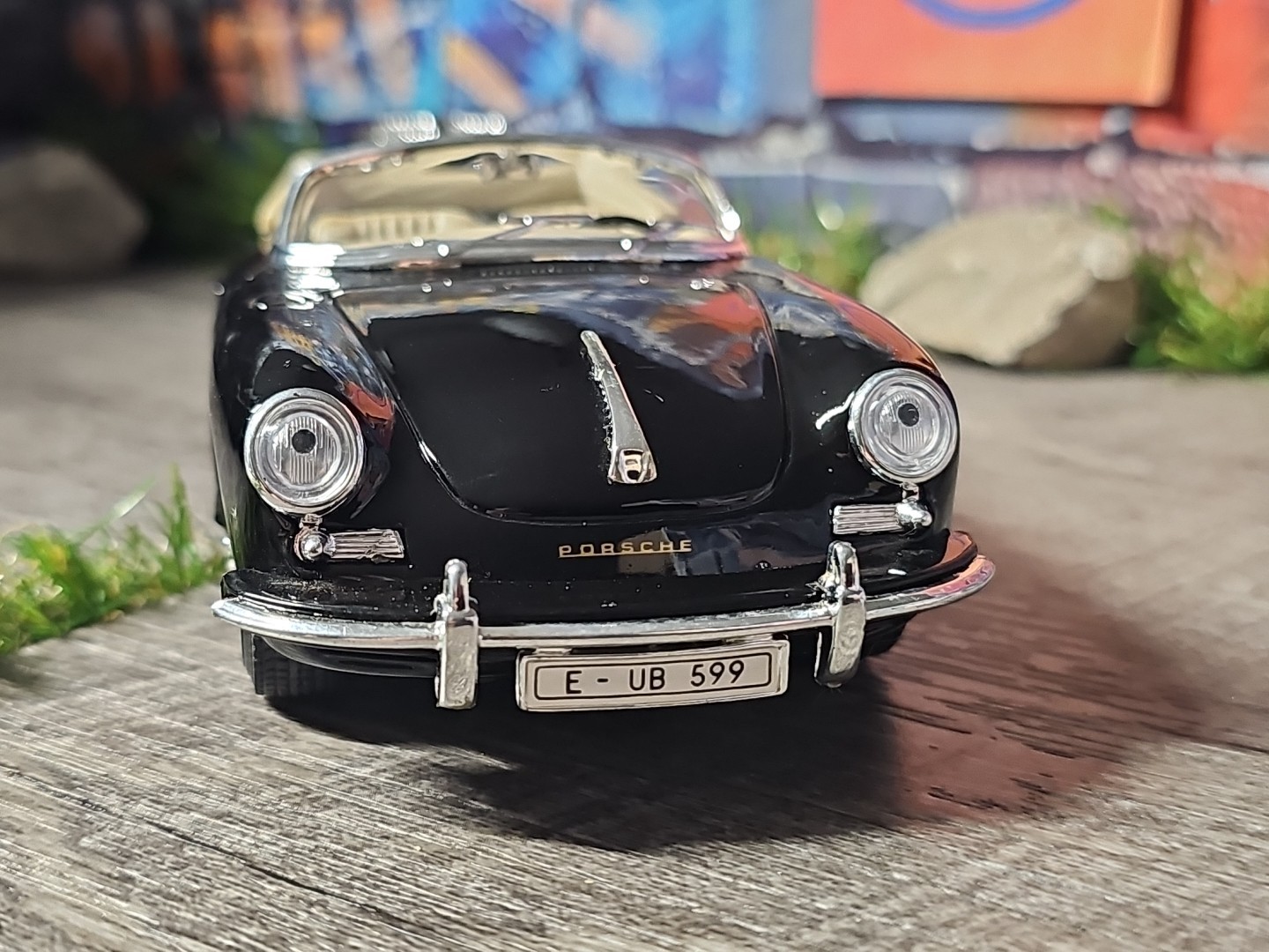 Vntg 2004 Welly 1961 Porsche 356B Cabriolet Black 1:24 Scale Diecast Car NO BOX