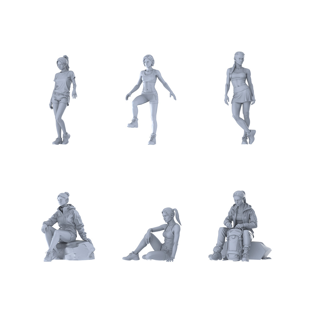 LYTR679 1/64/87/160 Modern Sports Casual Style Female Multi-Pose Six-Person