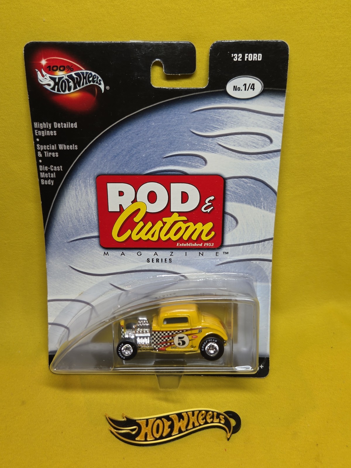 100% HOT WHEELS 2002 ROD CUSTOM ’32 FORD YELLOW 1/64 & Gift 🔥39