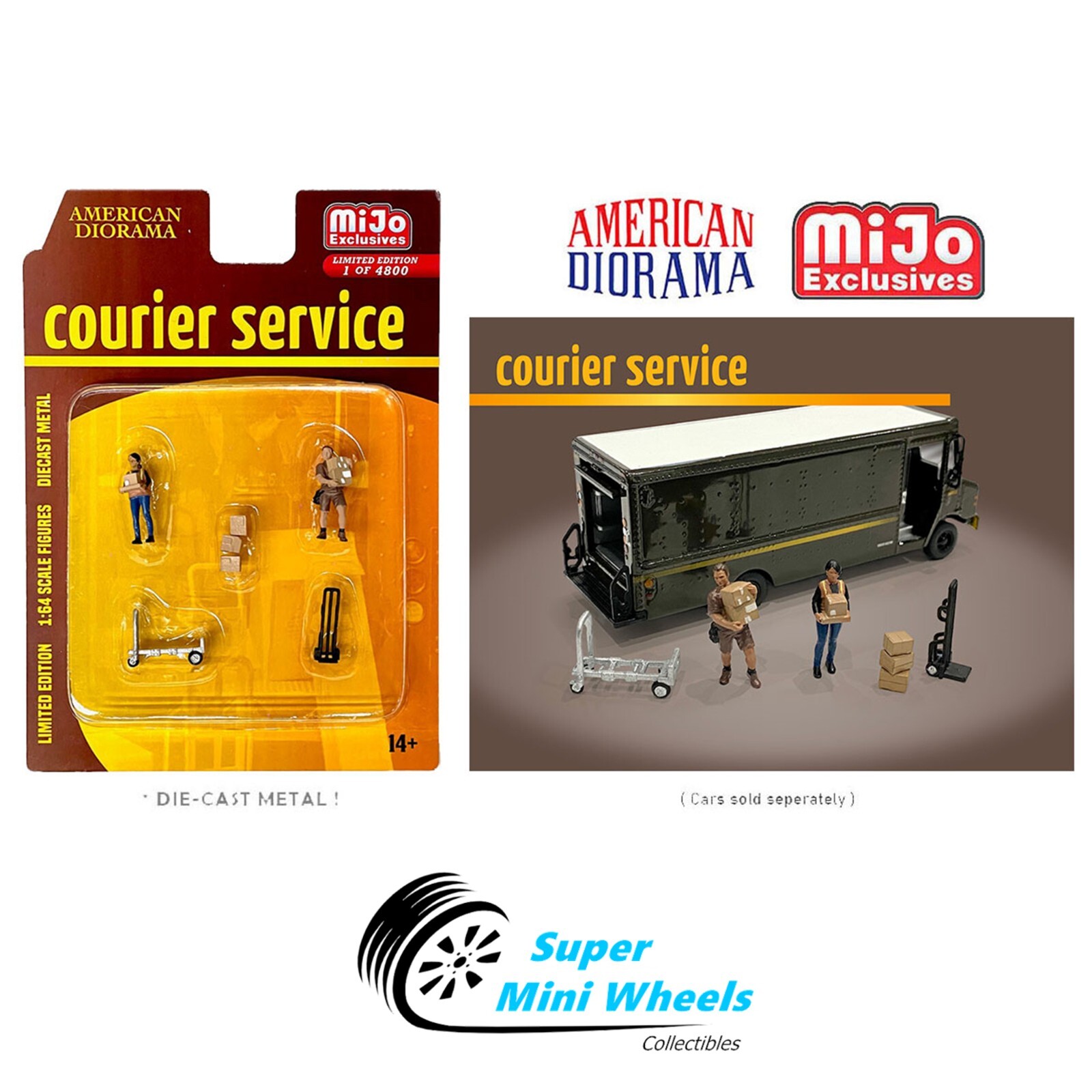 American Diorama 1:64 – UPS Courier Service Figures – 5pcs Set – Metal
