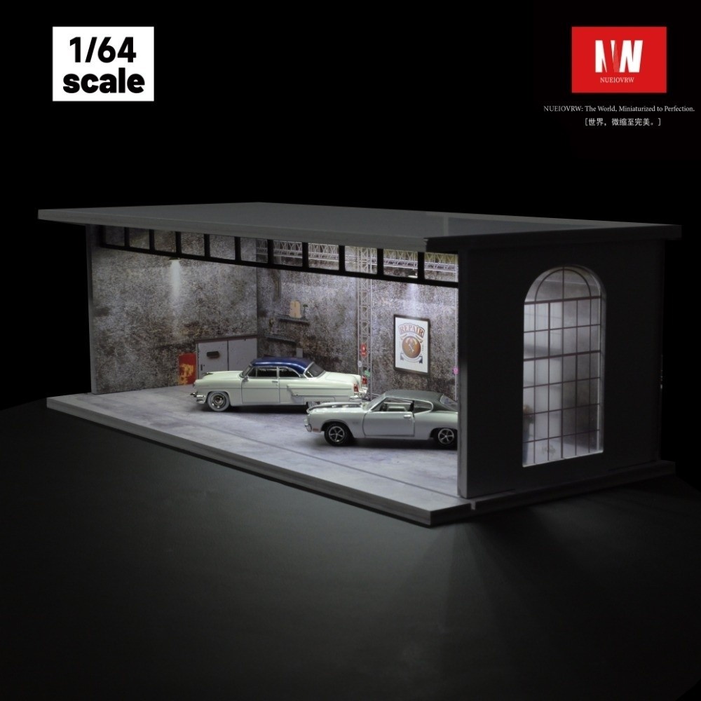 Diorama 1/64 Diecast Garage Showroom Model LED Parking Lot Model Display Case US