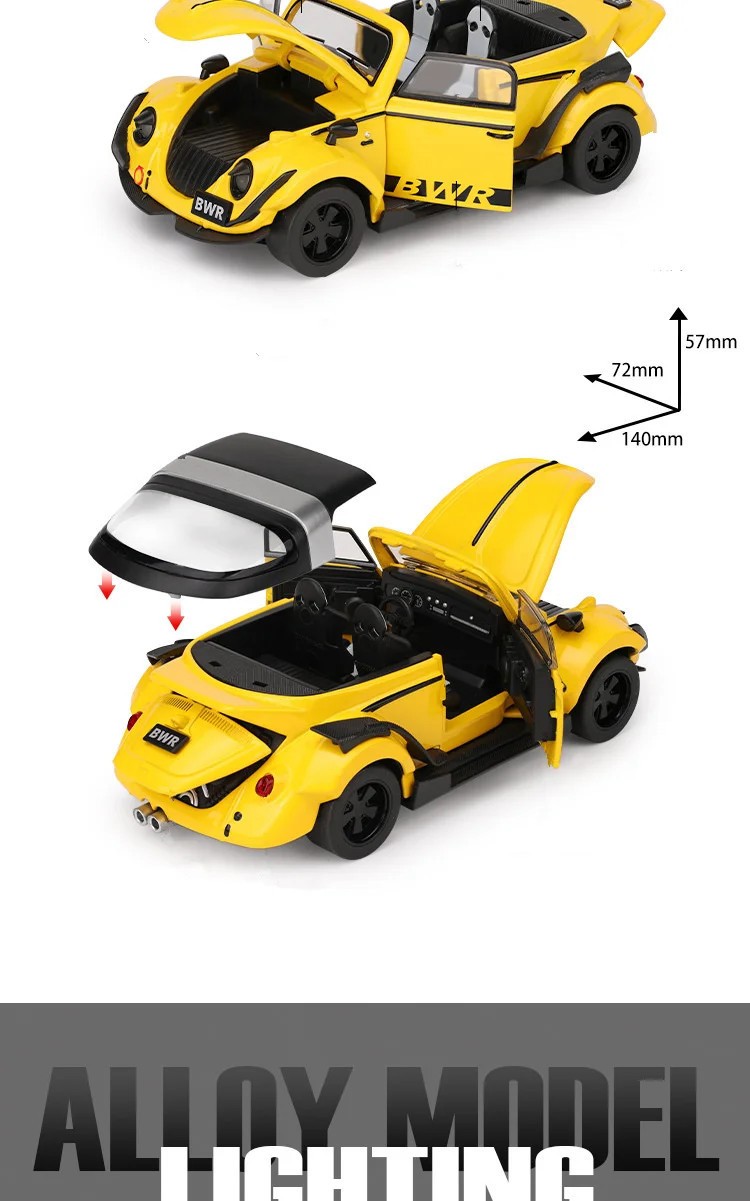 1:32 Beetle Type 1 Alloy Modified Wide Body Sports Car Model Diecasts Metal Clas
