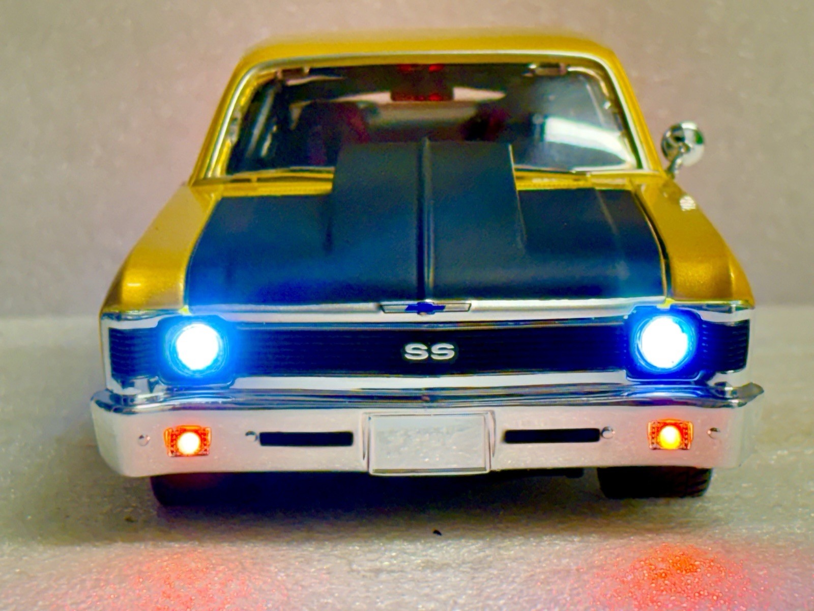 🔥1970 Chevy Nova SS PRO Super Street Car Custom BUILT WORKING LED LIGHTS 1/18