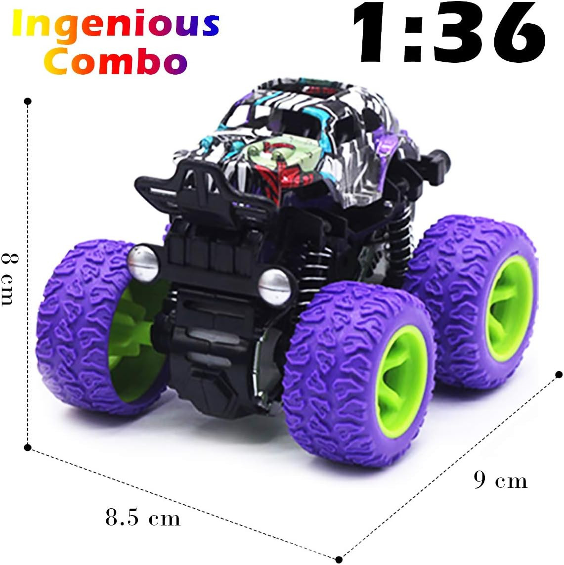 Friction Powered Monster Trucks Toys for Boys/Girls – Push and Go Car Truck Play