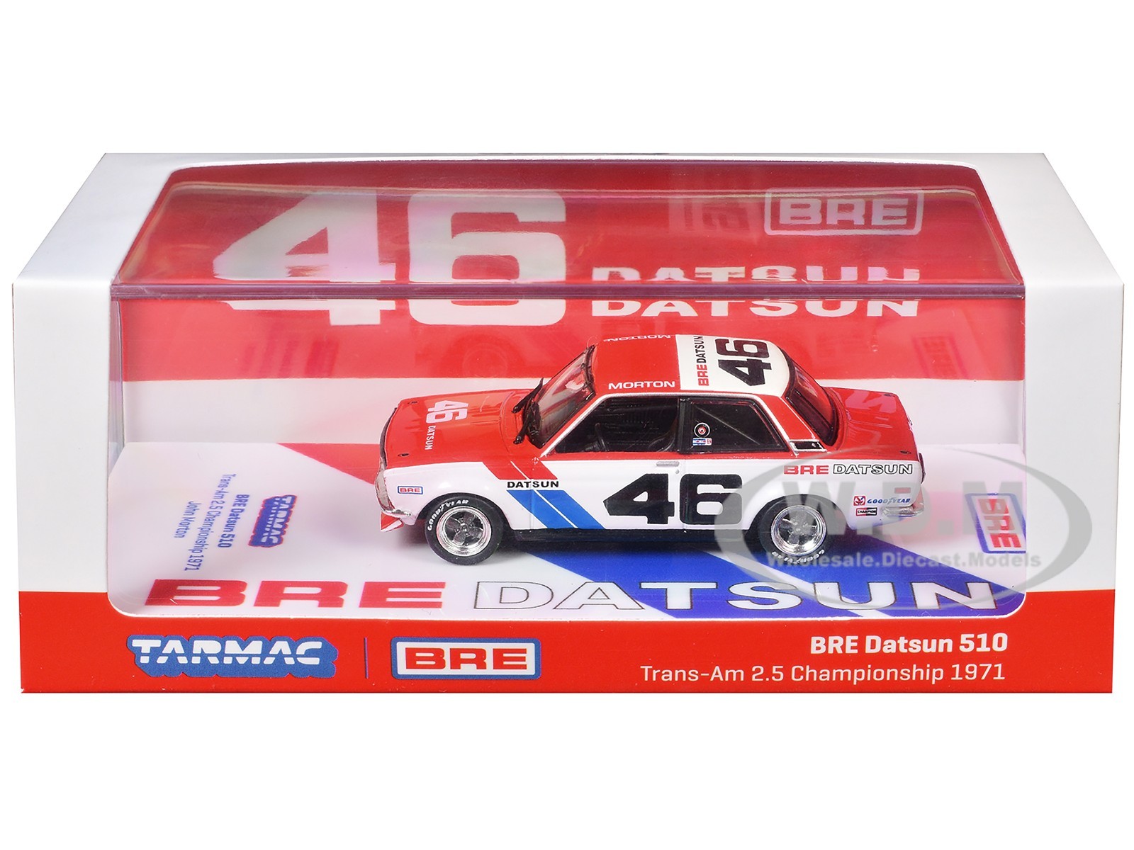 DATSUN 510 #46 WINNER T/A 2.5 CHAMPIONSHIP ’71 1/64 TARMAC WORKS T64-052-71BRE46