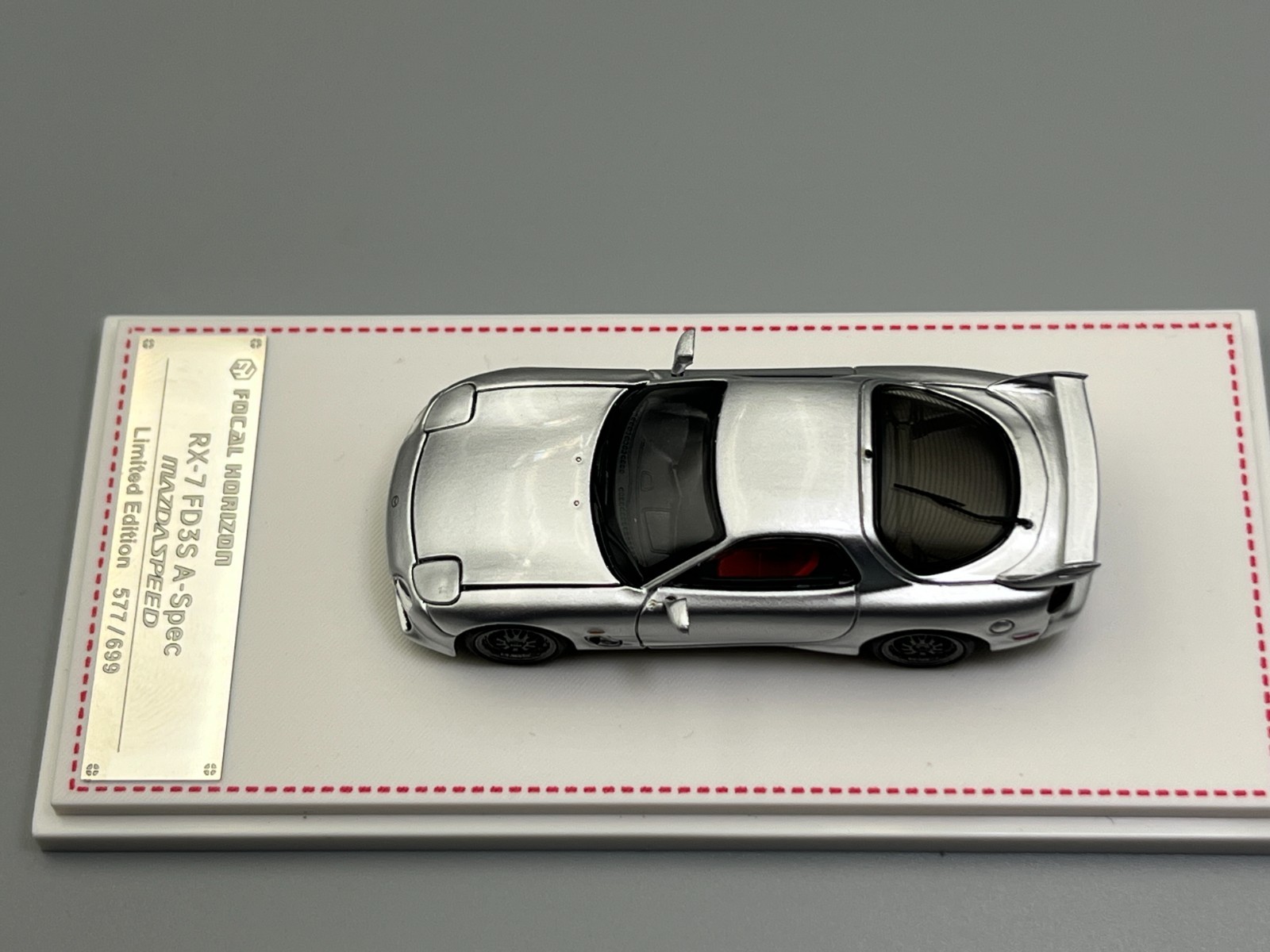 Mazda RX-7 FD3S A-Spec Mazdaspeed Silver Focal Horizon 1/64 scale with case