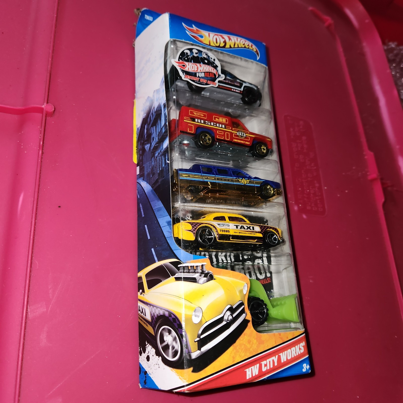 Hot Wheels HW City Works Cars Police Fire Rescue Taxi 5 Cars