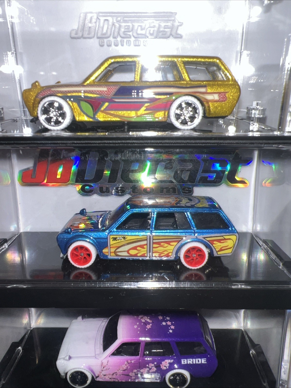 Lot Of 3 Custom 1971 Datsun 510 Wagon JB Diecast Customs Hotwheels See Pics!