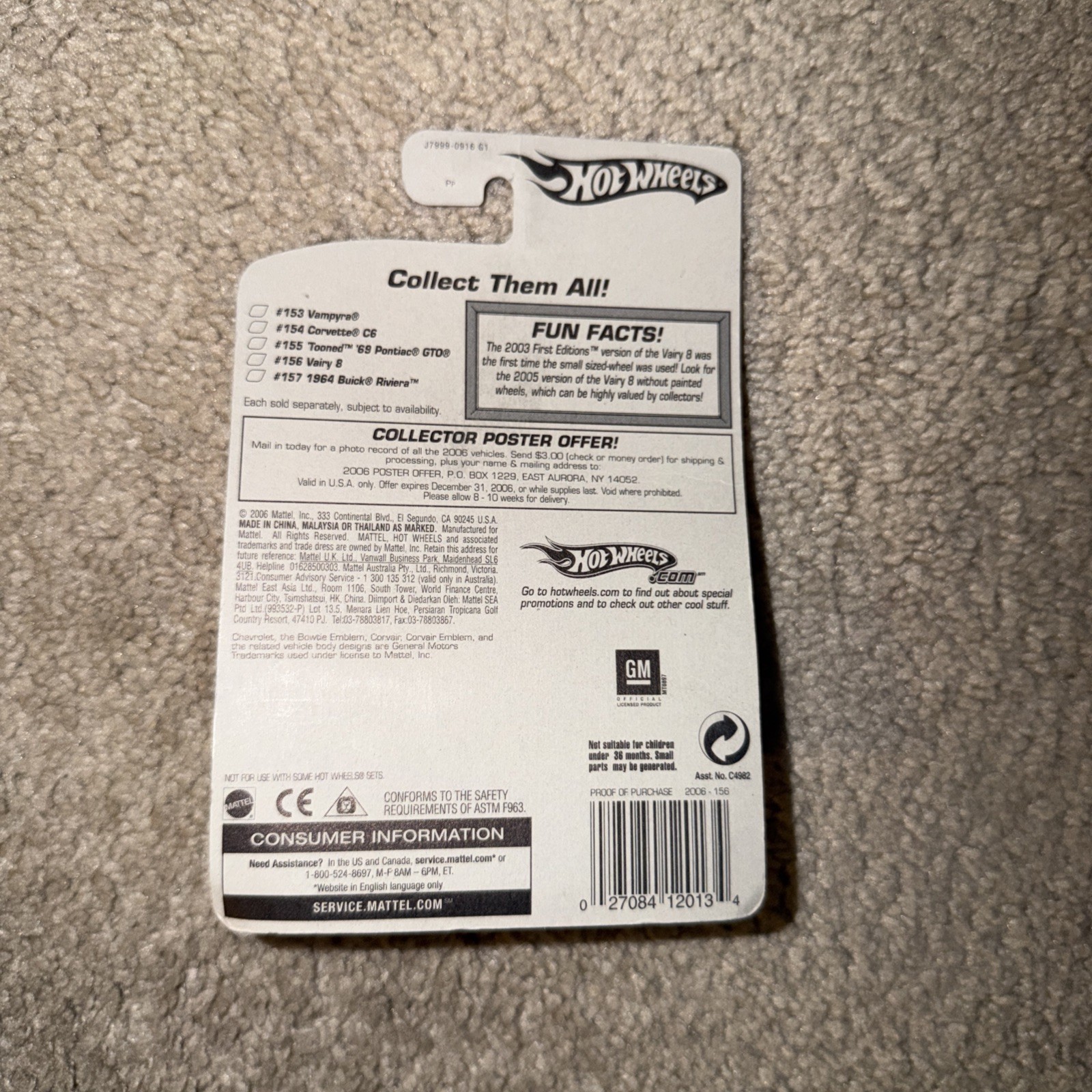 Hot Wheels 2006 Vairy 8 Black #156