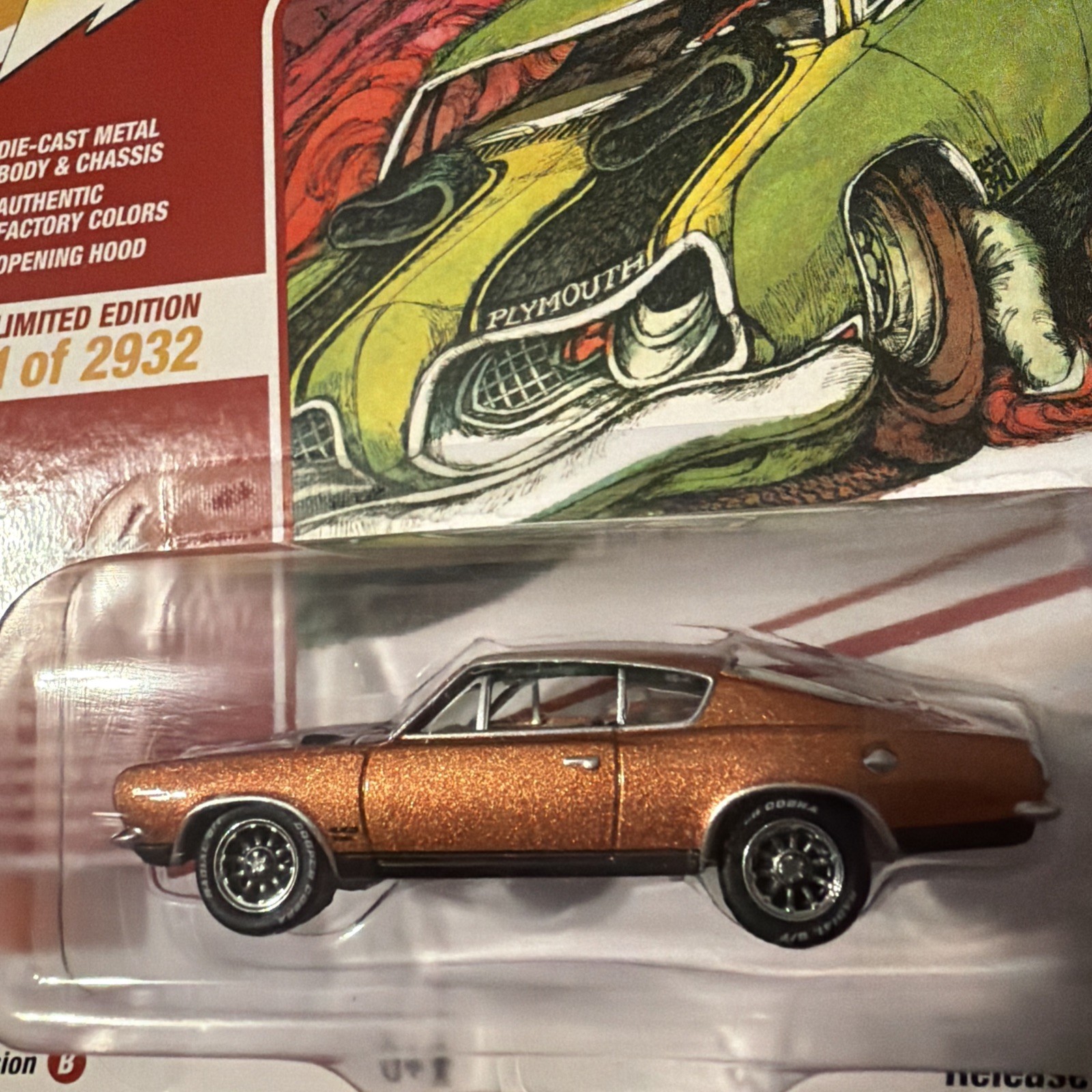 🚨1969🔥Plymouth🔥Barracuda 1/64 Diecast Bronze Fire ⭐️Classic⭐️Gold