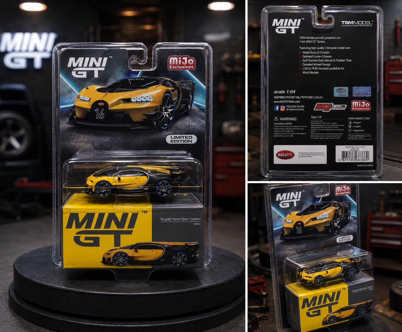 1/64 #317 BUGATTI VISION GRAN TURISMO YELLOW MIJO TSM MODEL MINI GT DIECAST 2022
