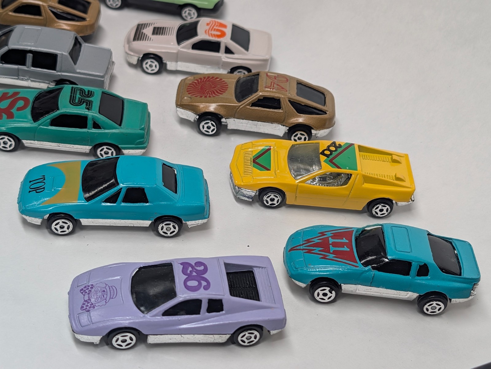 Lot 11 Diecast Toy Cars Mixed Colors Racing Numbers Loose Unbranded China