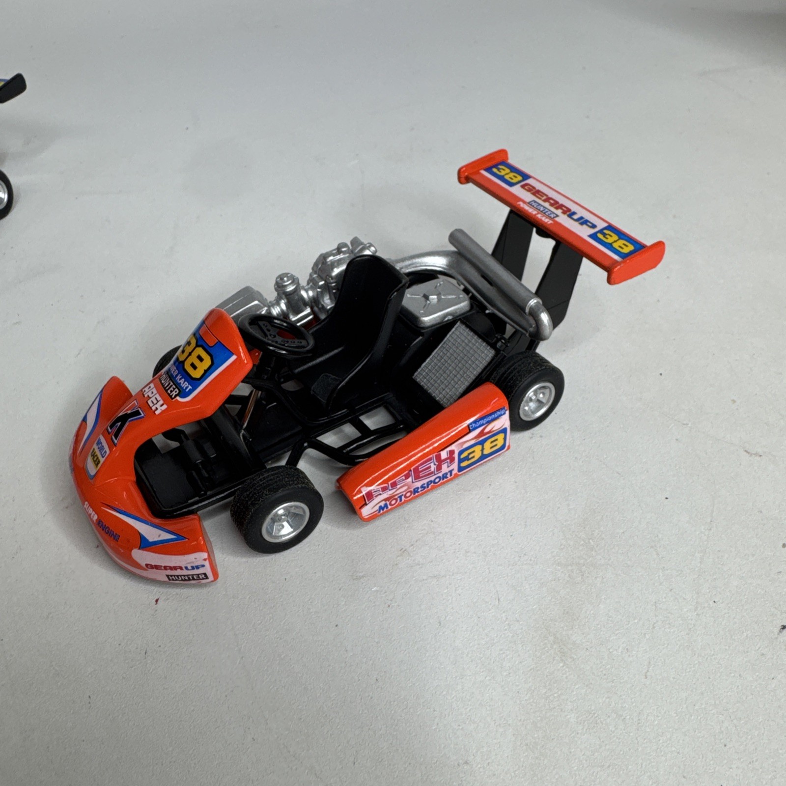 Lot Of 2 Kintoy Diecast GO-karts #38 Gear Up World Racer Pull Back Orange Black