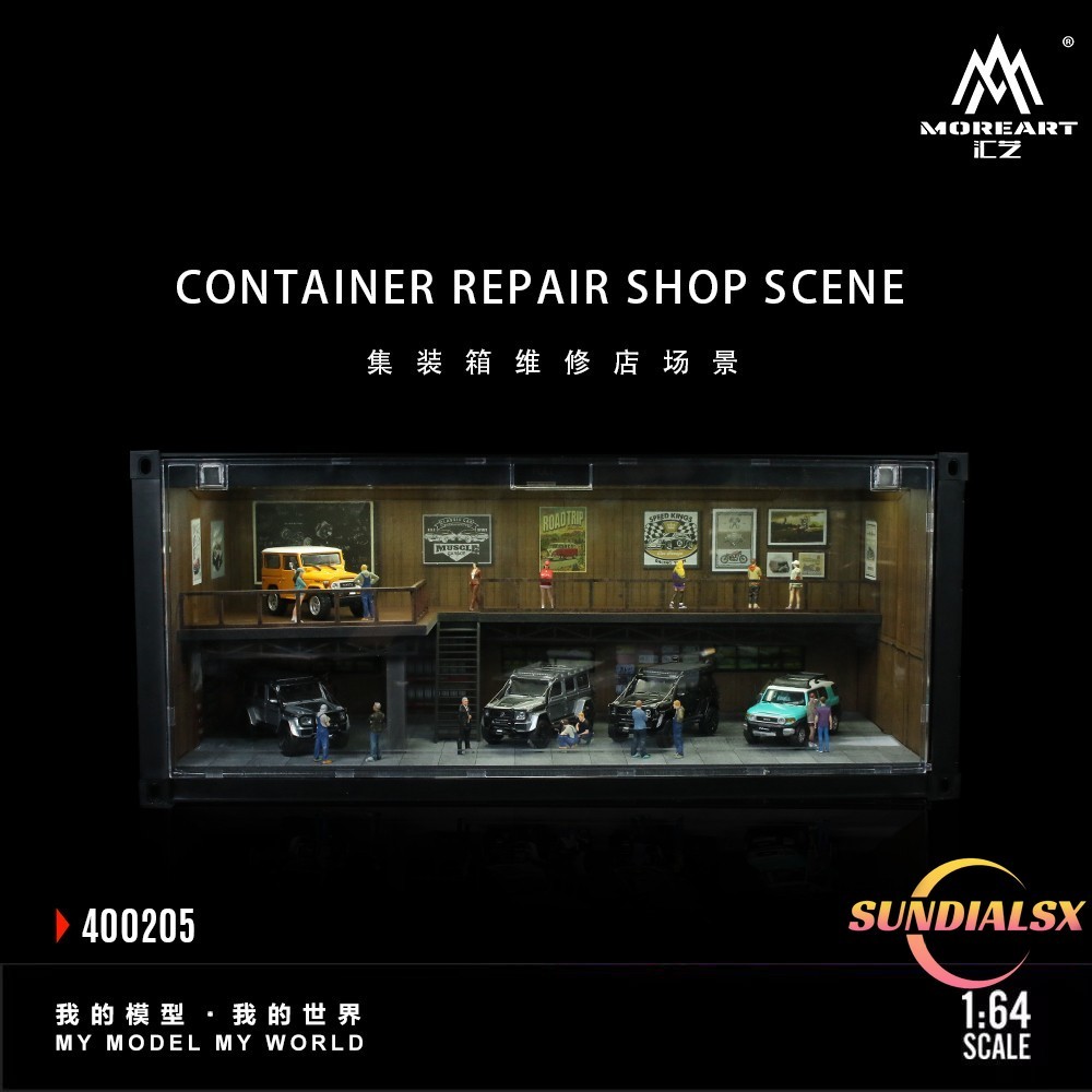 Diorama 1/64 Car Garage Model LED Lights Car Parking Lot Scene Model Display Box