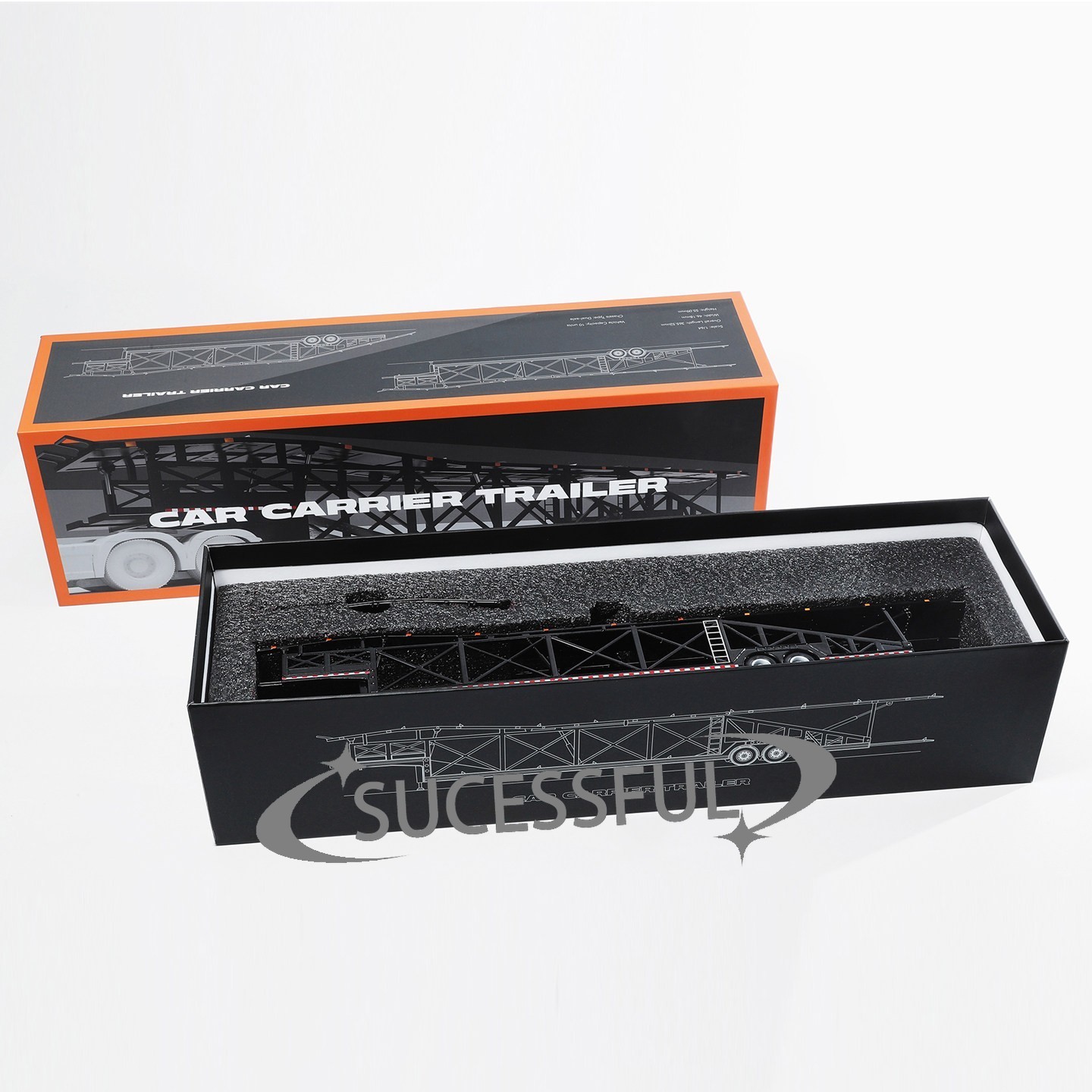 1:64 Extra Long Double Deck Alloy Car Transporter Trailer Model
